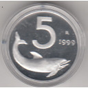 1999 Lire 5 Delfino Fondo Specchio Italia